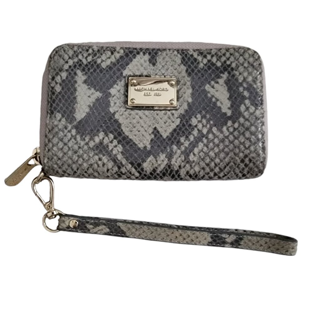 Michael Kors Snakeskin Zip Around Wristlet